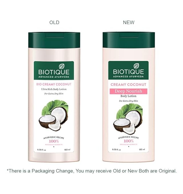 Biotique Creamy Coconut Deep Nourish Body lotion For Extra Dry Skin | Heals, Repairs, and Soothes the Skin | Moisturizing  and Skin-Humidifying | 100% Botanical Extracts| All Skin Types | 180ml - Image 3