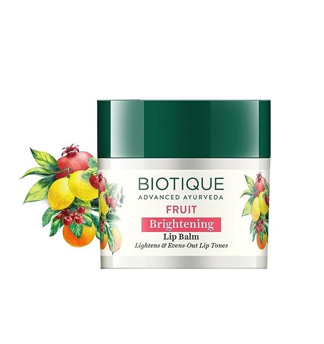 Biotique Fruit Whitening/Brightening Lip Balm | Hydrated and Nourishing Lips| Visibly Lighter Lips | Evens Out Lip Tone | De-pigmentation Balm |100% Botanical Extracts| All Skin Types | 12G