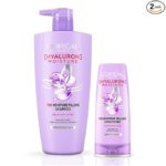 L'Oreal Paris Hyaluron Moisture 72H Moisture Filling Shampoo | With Hyaluronic Acid | For Dry & Dehydrated Hair 1L + Hyaluron Moisture 72H Moisture Sealing Conditioner 180 mL, Regime Pack of 2