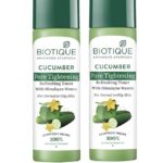 Biotique Cucumber Pore Tightening Toner| Ayurvedic and Organically Pure| Maintains Skin’s Natural pH |100% Botanical Extracts| Suitable for Normal & Oily Skin Types| 120mL  (Pack of 2)