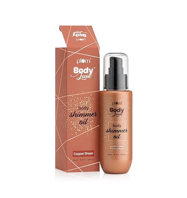 Plum BodyLovin’ Body Shimmer Oil - Copper Sheen | Intense colour payoff | Non-greasy | Long-lasting shimmer | Deep moisture |Fruity Fragrance