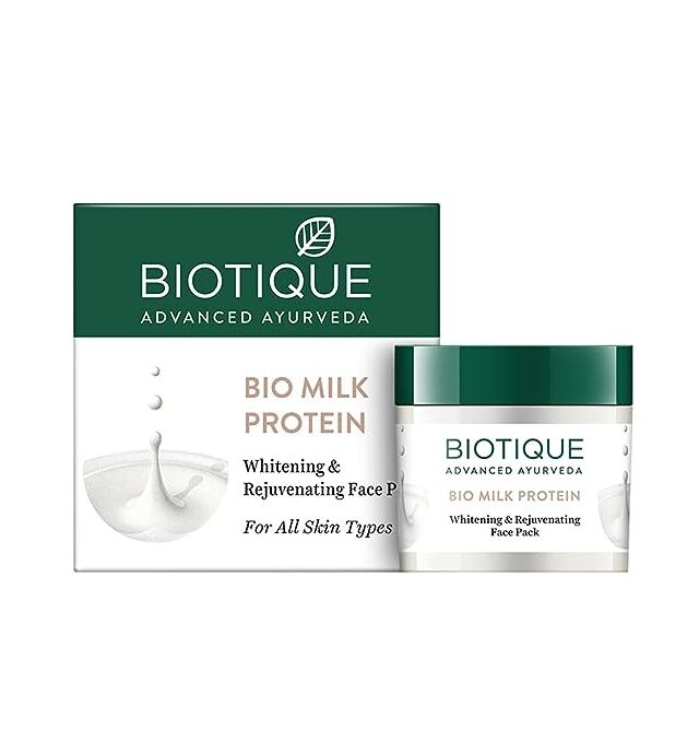 Biotique Milk Protein Instant Glow Brightening Face Pack For All Skin Types, 50gm