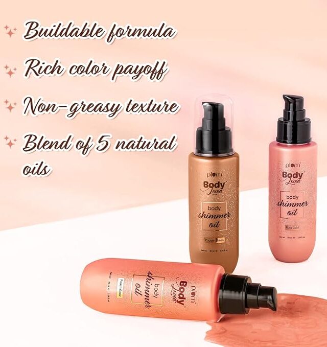 Plum BodyLovin’ Body Shimmer Oil - Copper Sheen | Intense colour payoff | Non-greasy | Long-lasting shimmer | Deep moisture |Fruity Fragrance - Image 4