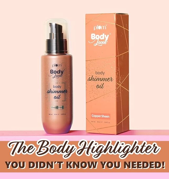 Plum BodyLovin’ Body Shimmer Oil - Copper Sheen | Intense colour payoff | Non-greasy | Long-lasting shimmer | Deep moisture |Fruity Fragrance - Image 2