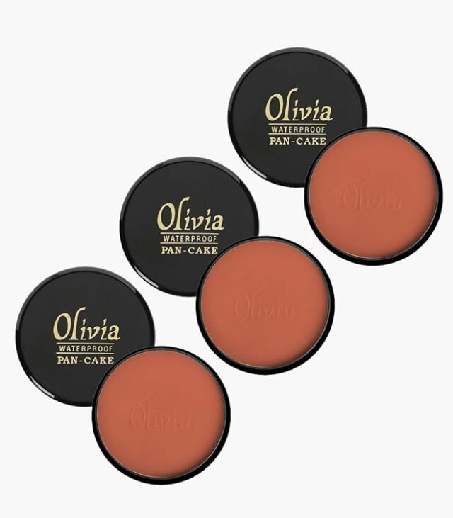 Olivia Waterproof Tender Orange Makeup Natural, Matte, Velvety Concealer Pan Cake (Shade No.30, Cream, 25 g)- Pack of 3 Matte Finish