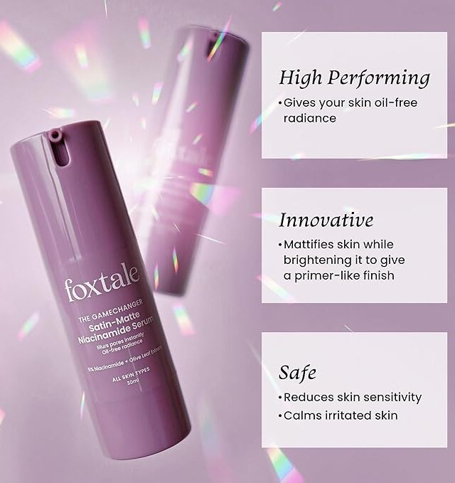 Foxtale 5% Niacinamide Face Serum with Olive Leaf Extract | For Oil Control & Brightening | Blurs Pores Instantly, Lightweight & Non-sticky | All Skin Types, Men & Women | 30ml - Image 3