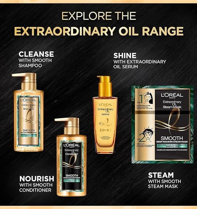 L'Oreal Paris Extraordinary Oil Smooth Shampoo 440ml with Conditioner 440ml Free - Image 7