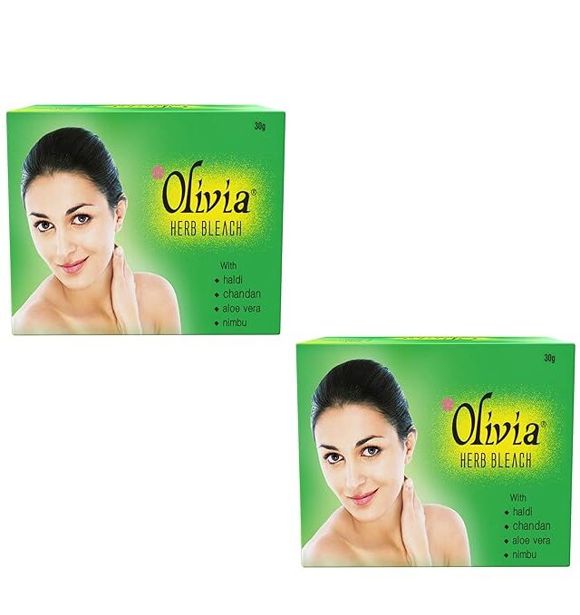 Olivia Herb Bleach For Sensitive Skin 30g With Haldi|Chandan|Aloe Vera|Nimbu - Pack of 2