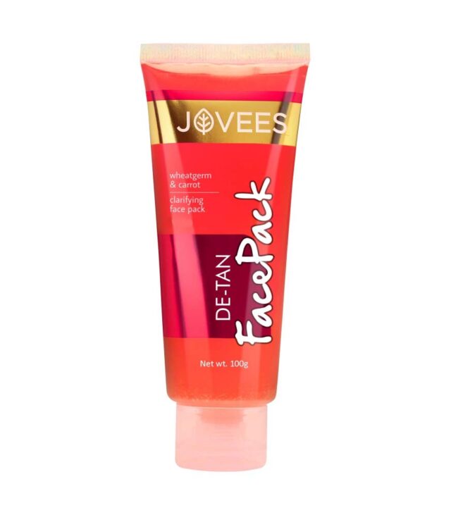 Jovees De-Tan Face Pack | Contains Wheat Germ and Carrot | For Tan Removal and Skin Revitalization | Bright and Glowing Skin | 100% Herbal | Paraben And Alcohol Free | 100gm