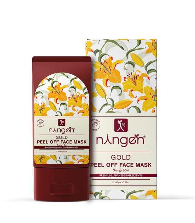 Ningen Gold Peel Off Face Mask I Essence of Pure Gold, Orange and Oats Extracts I Dermatologically Tested, Paraben Free I Helps Remove Impurities, Dirt, Makes Skin Look young and Rejuvenated I 100g