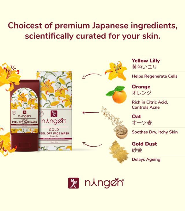 Ningen Gold Peel Off Face Mask I Essence of Pure Gold, Orange and Oats Extracts I Dermatologically Tested, Paraben Free I Helps Remove Impurities, Dirt, Makes Skin Look young and Rejuvenated I 100g - Image 4