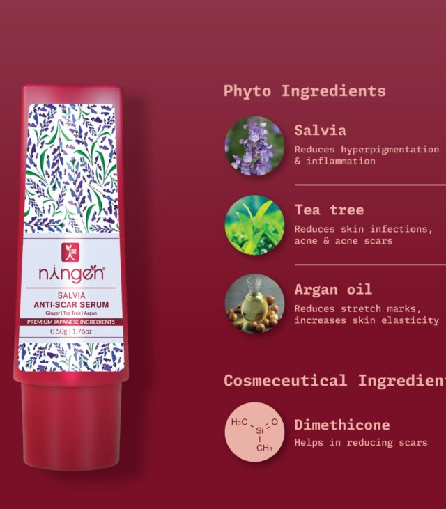 Ningen Salvia Skin Clarifying Anti-Scar Face Serum I Enriched with Ursolic Acid I Dermatologically Tested, Paraben Free I Use it for Prolonging Scars and Stretch Marks I 50g - Image 2