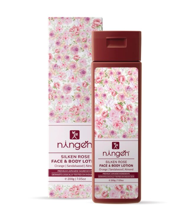 Ningen Silken Rose Lotion I Infused with Orange Peel, Sandalwood, Almond Oil I Dermatologically Tested, Paraben Free I Makes Skin Brighter, Fuller and Softer I 200g