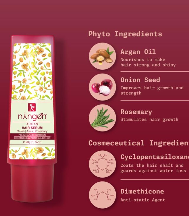 Ningen Chamomile Hair Serum with Argan I Dermatologically Tested, Paraben Free I Reduce Dandruff, Promote Hair Growth, Prevent Split Ends, Lighten Hair Strands I 50g, Brown - Image 2