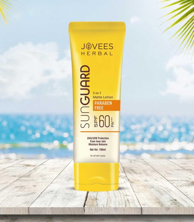 Jovees Herbal Sun Guard Lotion SPF 60 PA+++ Broad Spectrum| 3 in 1 Matte Lotion | UVA/UVB Protection, Moisture Balance, Even Tone Skin | Paraben and Alcohol Free | For Women/Men | 100ML (Cream) - Image 3