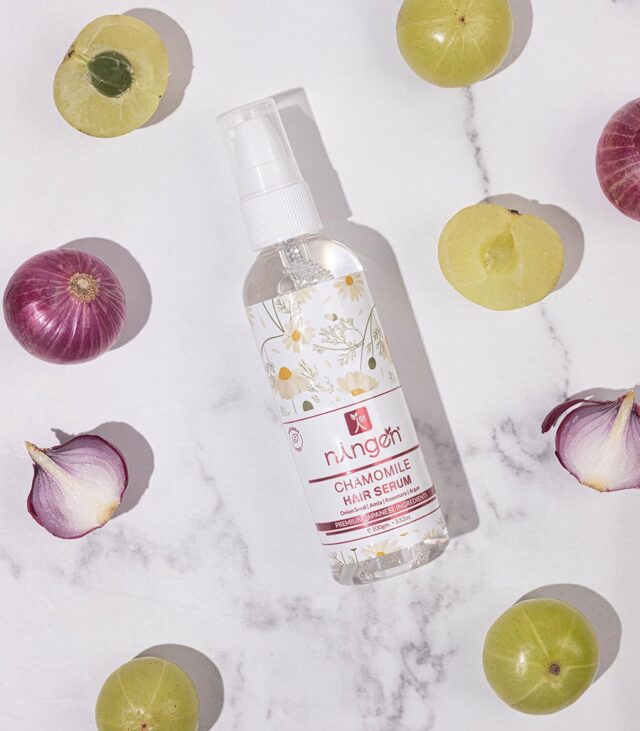 Ningen Chamomile Hair Serum I Infused with Onion Oil, Amla, Rosemary, Argan I Dermatologically Tested, Paraben Free I Reduce Dandruff, Promote Hair Growth, Prevent Split Ends I 100g, Brown - Image 3