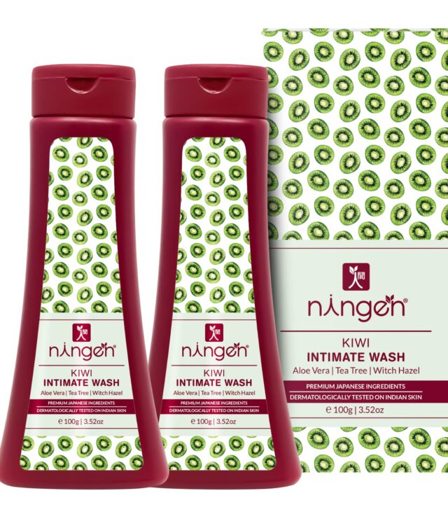 Ningen Kiwi Intimate Wash, 100ml I Pregnancy Safe, Irritation Free, Itching Free, Odor Free, pH balanced formula I Fruity Fragrance, Dermatologically Tested I Pack of 2