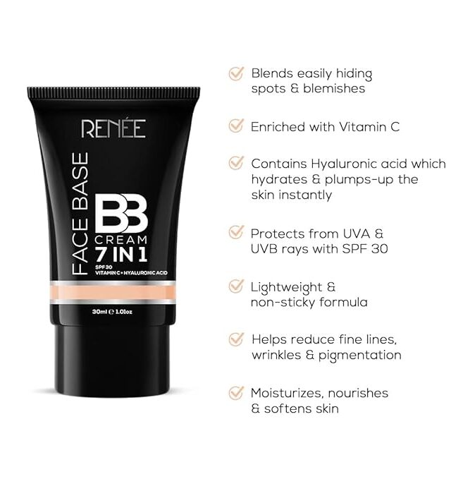 Buy RENEE Face Base BB Cream 7 in 1 with SPF 30 PA+++Butterscotch 30ml from Saawariya Cosmetics. Shop beauty & cosmetics products online and save! Find amazing deals & discounts on your favorite brands.