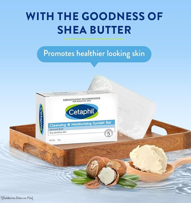 Cetaphil Cleansing and Moisturising Syndet Bar, Shea Butter, 300 g, Pack of 4 - Image 4