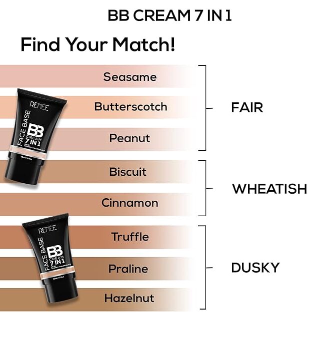 Buy RENEE Face Base BB Cream 7 in 1 with SPF 30 PA+++Butterscotch 30ml