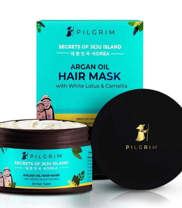 PILGRIM Korean Argan Oil Hair Mask For Dry & Frizzy Hair With White Lotus and Camellia + Get Free Tea Tree Purifying Toner