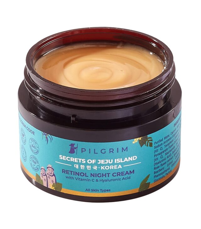 PILGRIM Korean Retinol Anti Aging Night Cream with Hyaluronic Acid & Vitamin C  + Free Tea Tree Purifying Toner