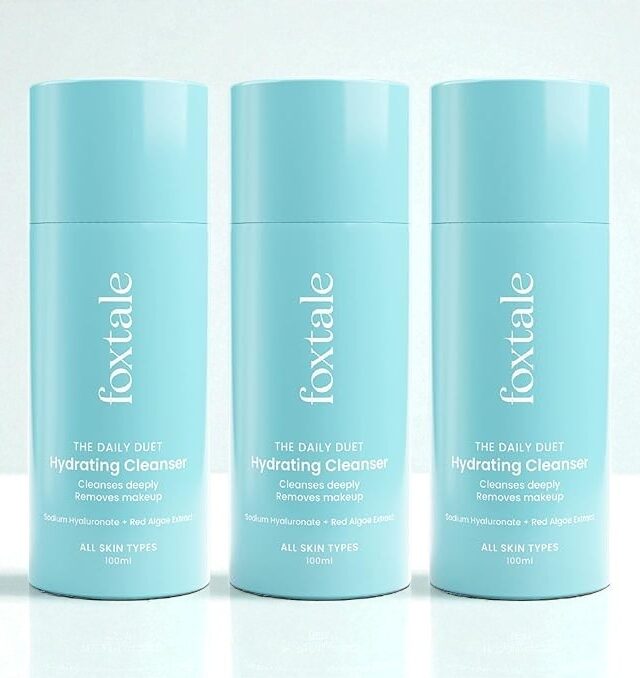 Foxtale Hydrating Cleanser in a peach-toned tube with a white flip cap, designed for gentle and moisturizing facial cleansing.