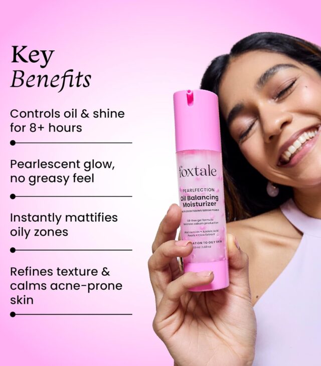 Foxtale Oil Balancing Moisturizer with Niacinamide, Azelaic Acid Pearls & Cica | 8+ Hours Shine-Free Hydration, Pearlescent Glow, Smooth Texture | Lightweight & Non-Comedogenic | 50ml - Image 6